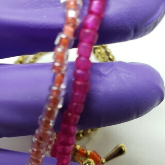 Women's Stylish Set of 5 Gold-tone Layered of Colorful Beaded Stretch Bracelets - Picture 8 of 9